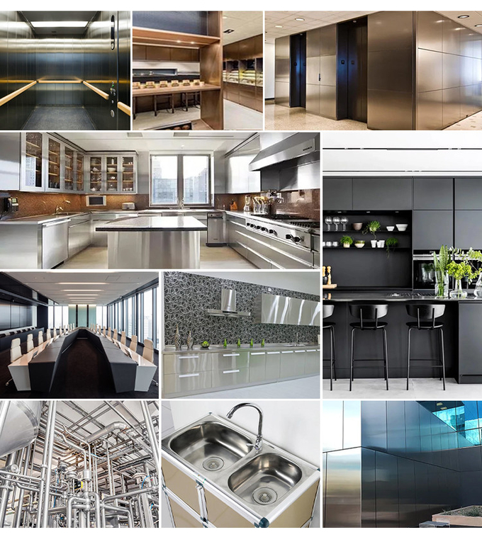 ASTM 304 316 Decorative Metal Sheets Hairline #4 Finish PVD Color 4x8 Brushed Stainless Steel Sheet