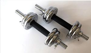 Quality 10kg 60kg sliver rubber bar knurl bar adjustable chromed dumbbell set wholesale