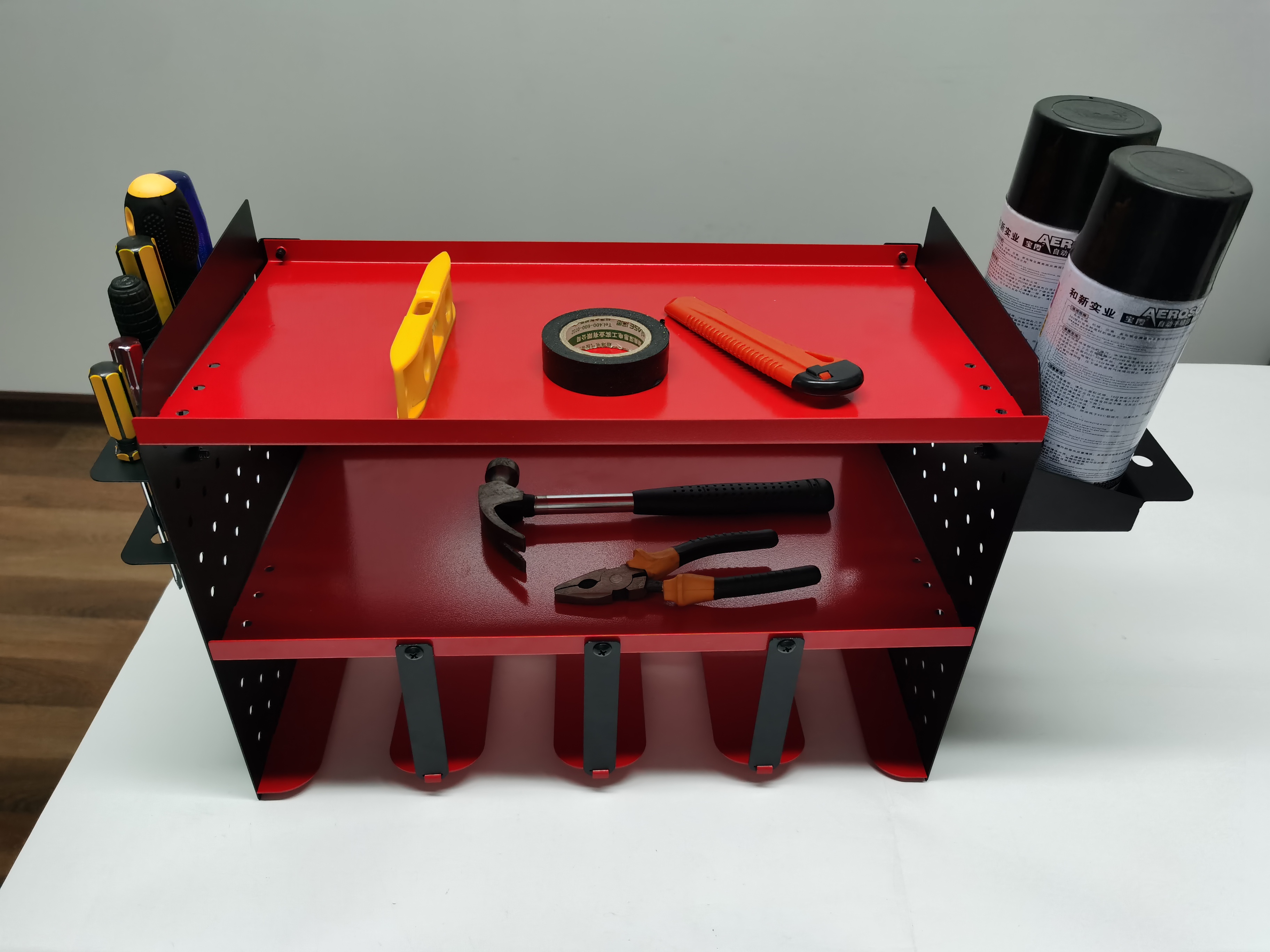 Wall Mount Drill Holder Garage Storage Rack, Pegboard Screwdriver Holder