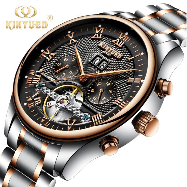 KINYUED In Stock Fancy Watch Tourbillon Power Reserve Watch Automatic Watch