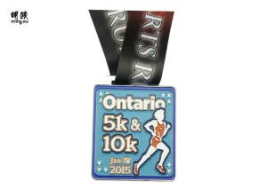 Quality Ontario 5K / 10K Running Custom Award Medals Sport Design Silver Color 33g wholesale
