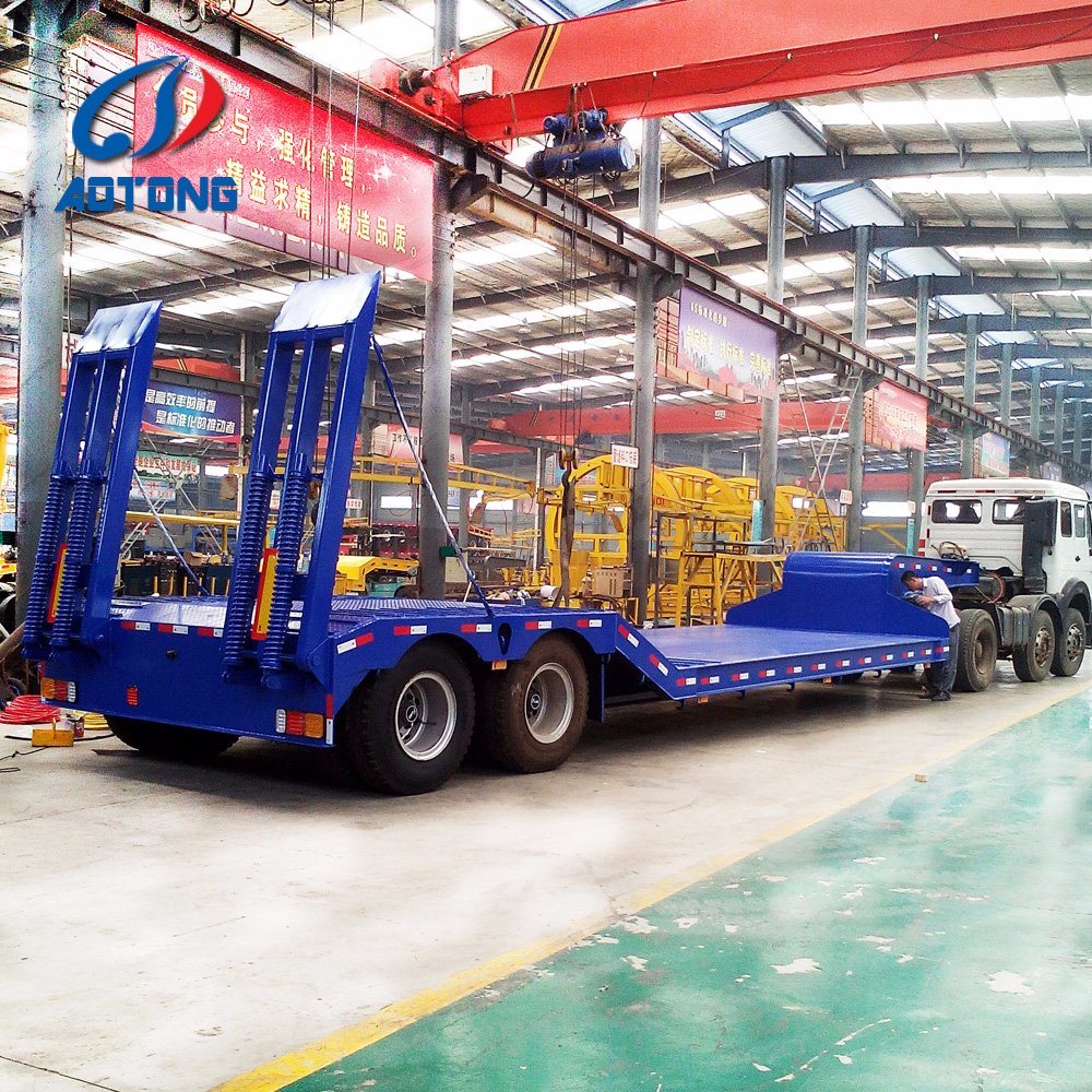 Heavy Load Gooseneck Lowboy Semi Trailer for Excavator Transport 3 Axles 4 Axles 12m 15m