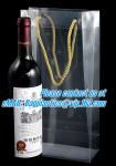Handle Wine Bottle Paper Bags With Two Side Logo,transparent wine gift pp bag,