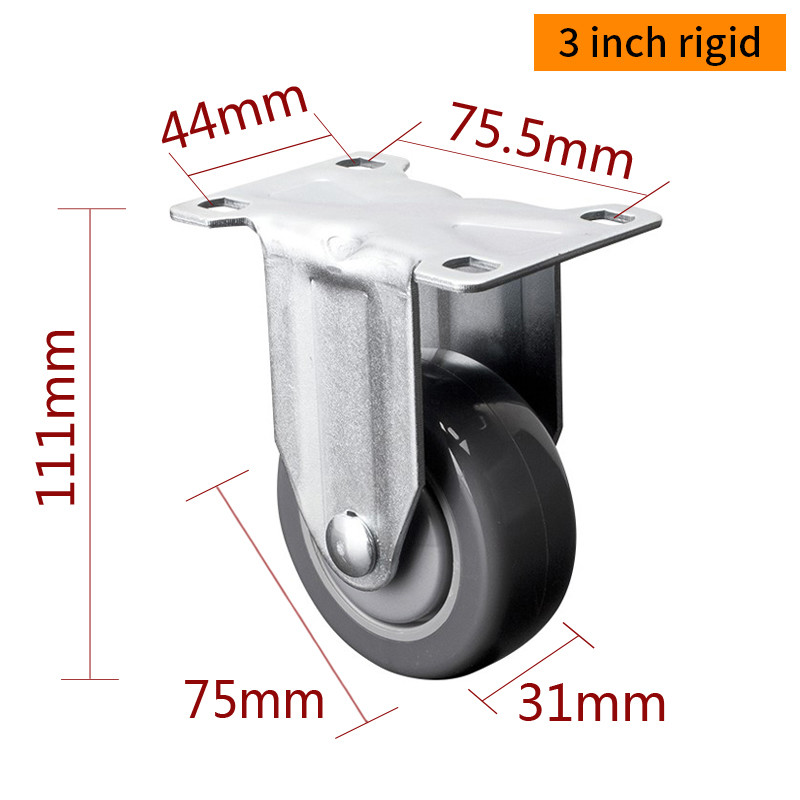 EDL Medium Duty Zinc Coating 3inch 130kg Plate TPU Caster by Rigid, Swivel and Brake type 5713P-77