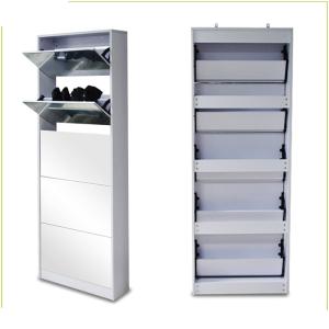 Quality Bedroom White 25kg 29pcs Panels Mirrored Shoe Cabinet wholesale
