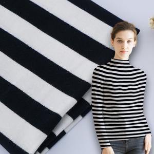 Quality Striped Cotton Interlock Knit Fabric Combed Breathable Stretch Texture wholesale