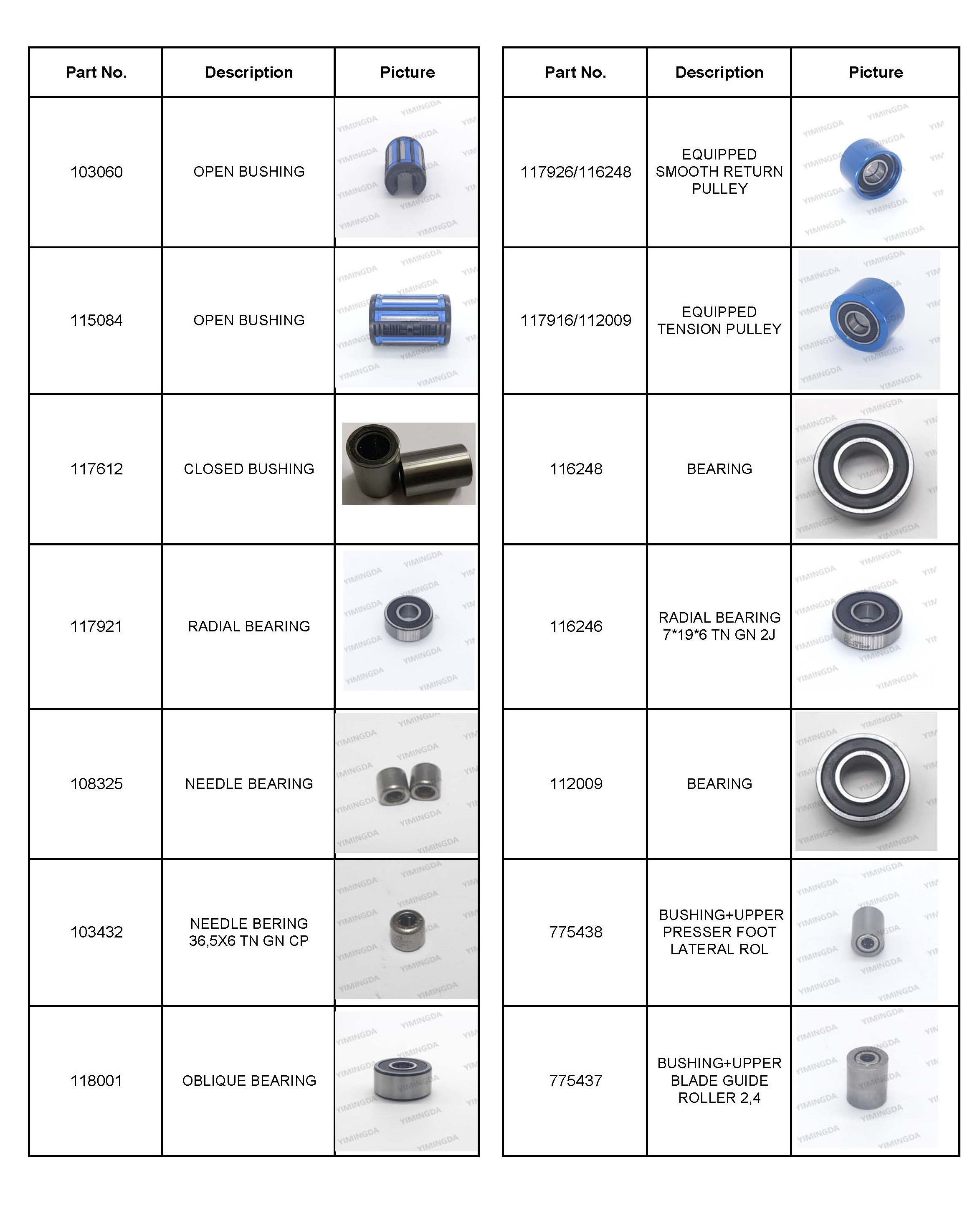 Tensioner Pulley Part No 115410 Bullmer Spare Parts Garment Cutting Machine Parts