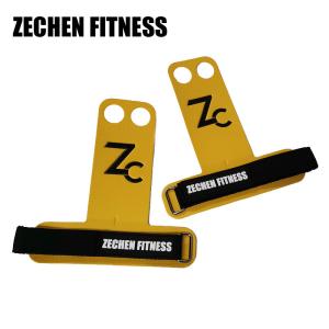 Quality Carbon Fiber Crossfit Grip Gloves 2mm Gymnastics Hand Protectors Yellow 2 Holes wholesale