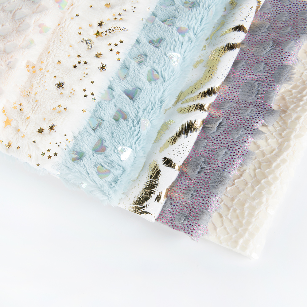 Brushed Pattern Sparkling Sequins Polyester PV Plush Fabric for Soft Toys and Home Textiles 100% Polyester