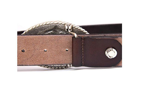 Western Mens Casual Leather Belt Zinc Alloy Buckle Durable BRACHI