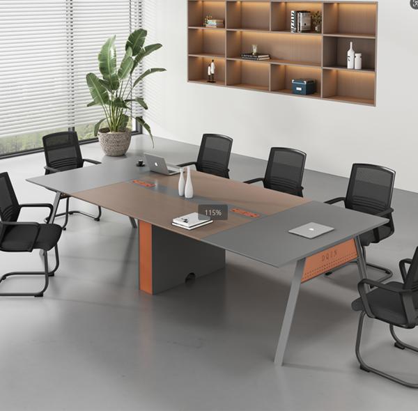Modern Simple Rectangle Long Wood Metal Desk Meeting Table Negotiation Large