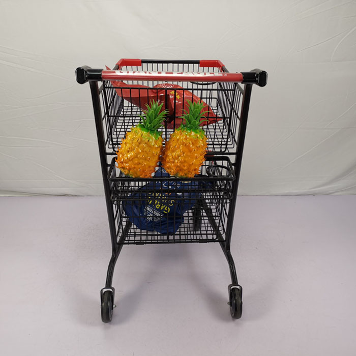 Three Basket 80L Shopping Basket Trolley Carbon Steel Q195 Metal Shopping Cart