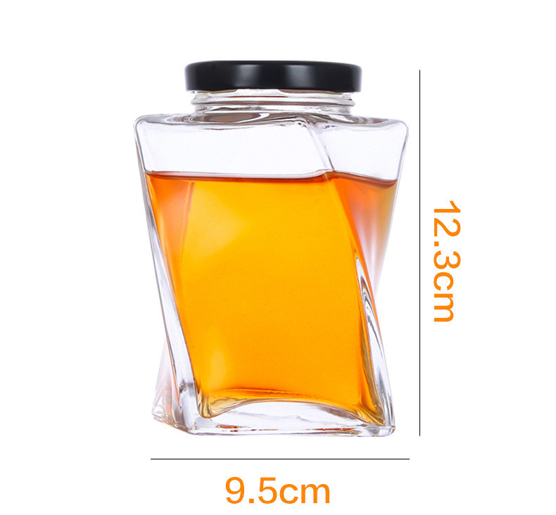 500g Empty Honey Bottles Clear Honey Glass Jar 12OZ Twist Shape With Lid