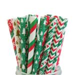 Green Christmas Paper Straws