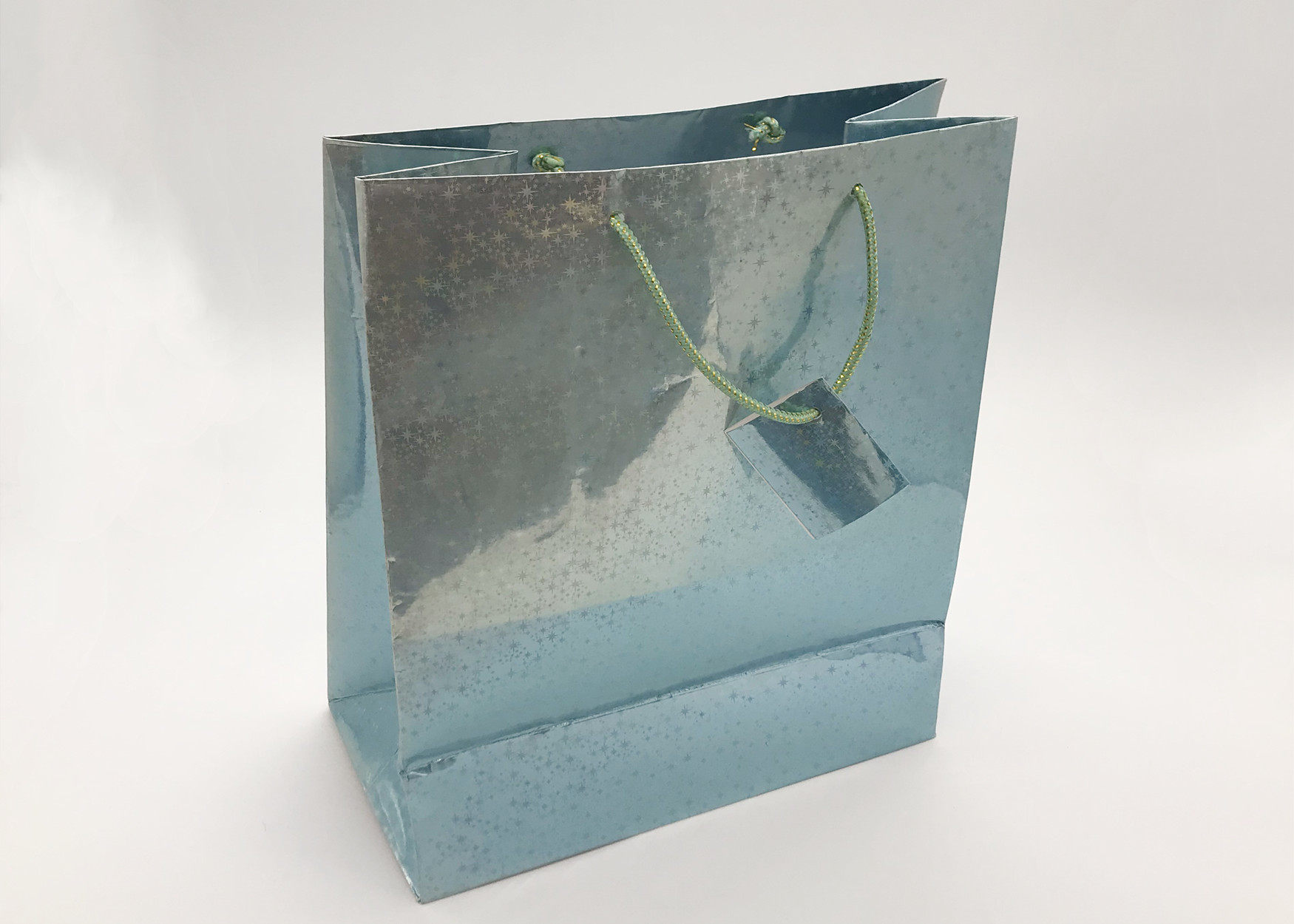 Small Paper Christmas Gift Bags For Kids Holographic Metallic Foil Medium Size Oversized