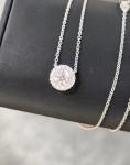 Round Lab Created Diamond Pendant Necklace With Halo Setting Pendant Lab Diamond