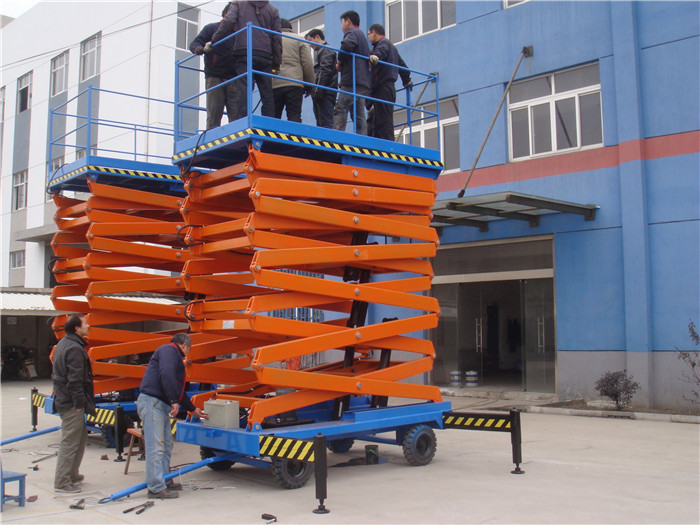 Portable Mobile Scissor Lift Electric Lifting Equipment Full Handrail Protection