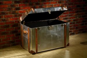 Quality Antique Retro Decorative Storage Chest , Large Decorative Leather Trunks Copper Lock wholesale