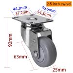 EDL Light TPE Casters Chrome Coating 2.5inch 70kg Plate by Rigid,Swivel and