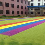 Anti UV Safe Park Colorful Artificial Grass / Rainbow Runway Laying Artificial