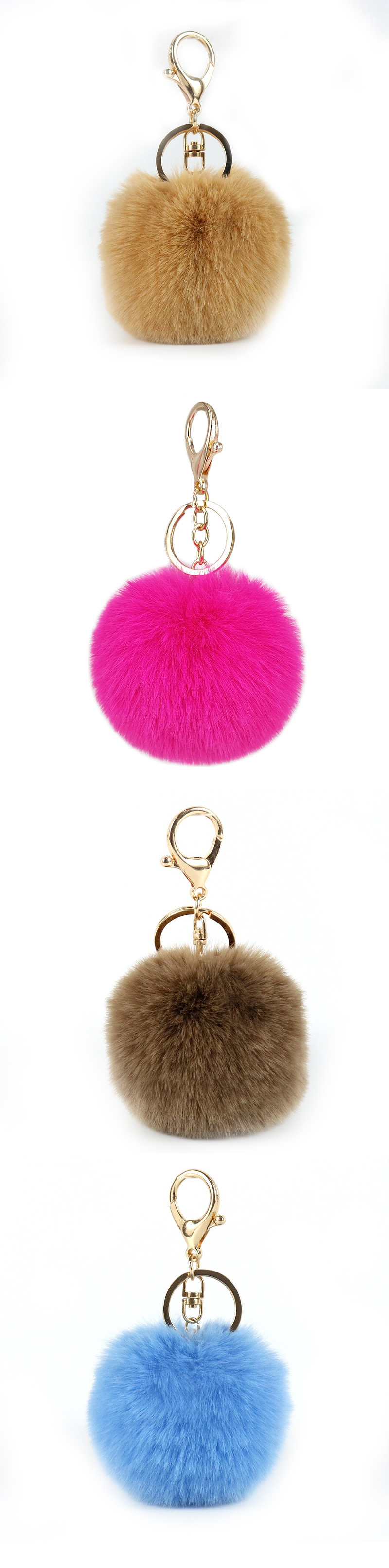 Handbag Pom Pom Fluffy Keyring , Faux Fur 120mm Unique Keychains For Women