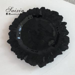 Quality ZT-P055 Saixin New Design Black Snowflake Glass Charger Plate For Wedding wholesale