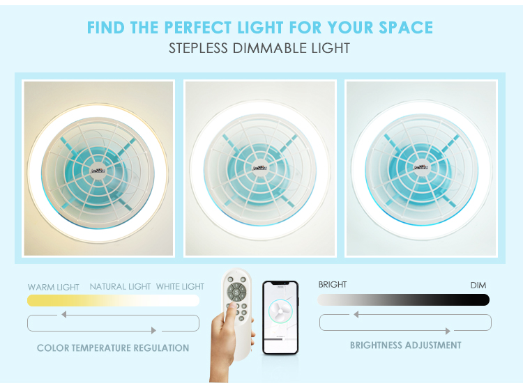 Remote Control LED Ceiling Fan 20" Flush Mount with Low Noise and 2- from 1stshine