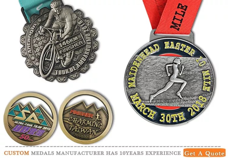 Design your own sport marathon running finisher Zinc alloy medal with lanyard
