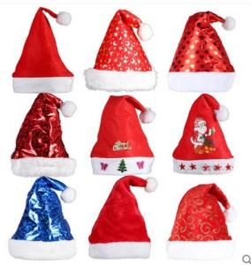 Quality Personalized Plush Toys Dancing Christmas Hat with Gold Podwer , Red / Blue wholesale