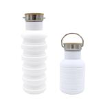 550ml Portable Silicone Water Bottle Collapsible With Wooden Lid