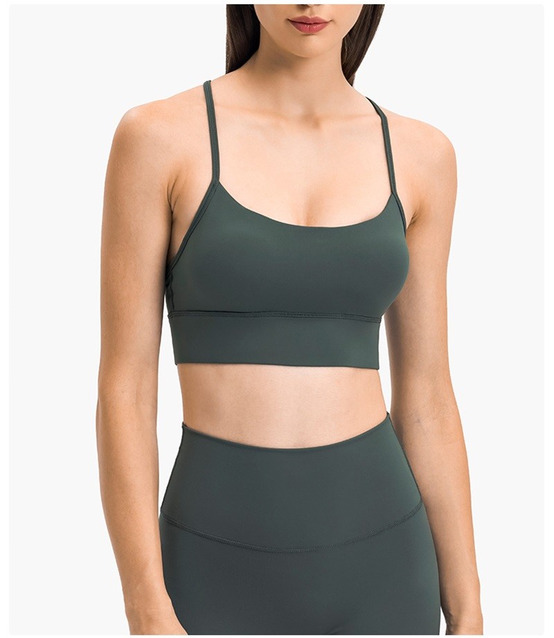Flow Y Back Solid Color Sports Bra Pro Skin Widened Hem For Running Yoga Gym