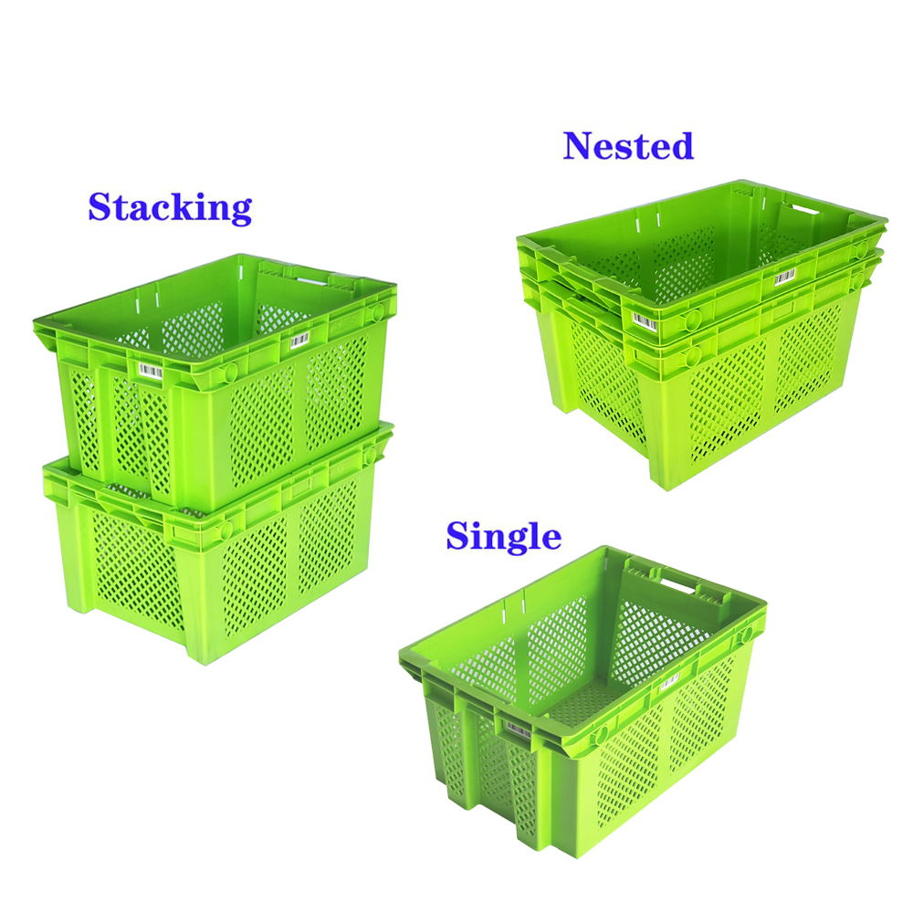 Mesh Style Stackable Food Delivery Turnover Box for Fruits and Vegetables PP Material