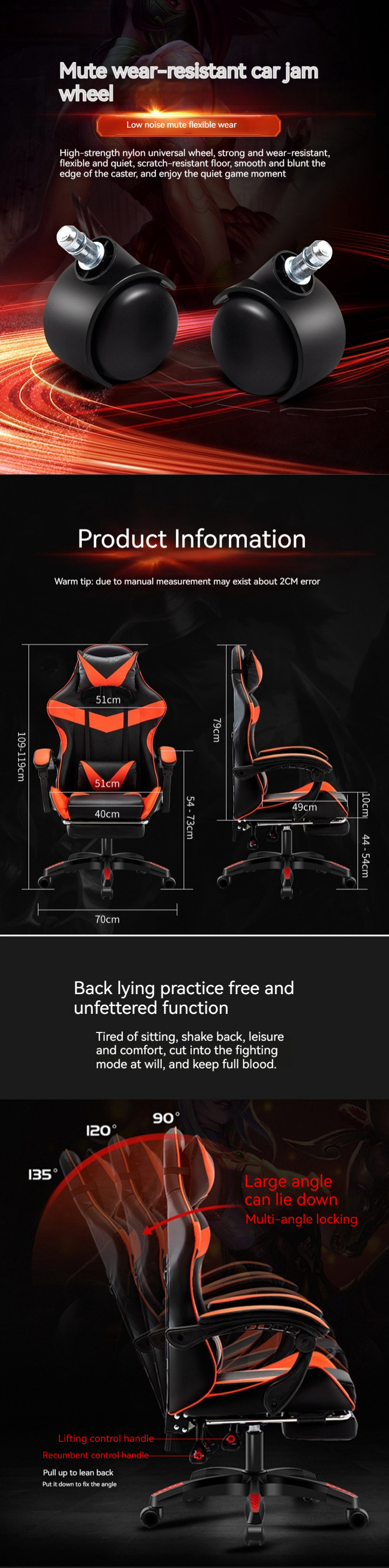Ergonomic Black Gaming Chair with Footrest and BIFMA Passed Class 4 Chrome Gaslift