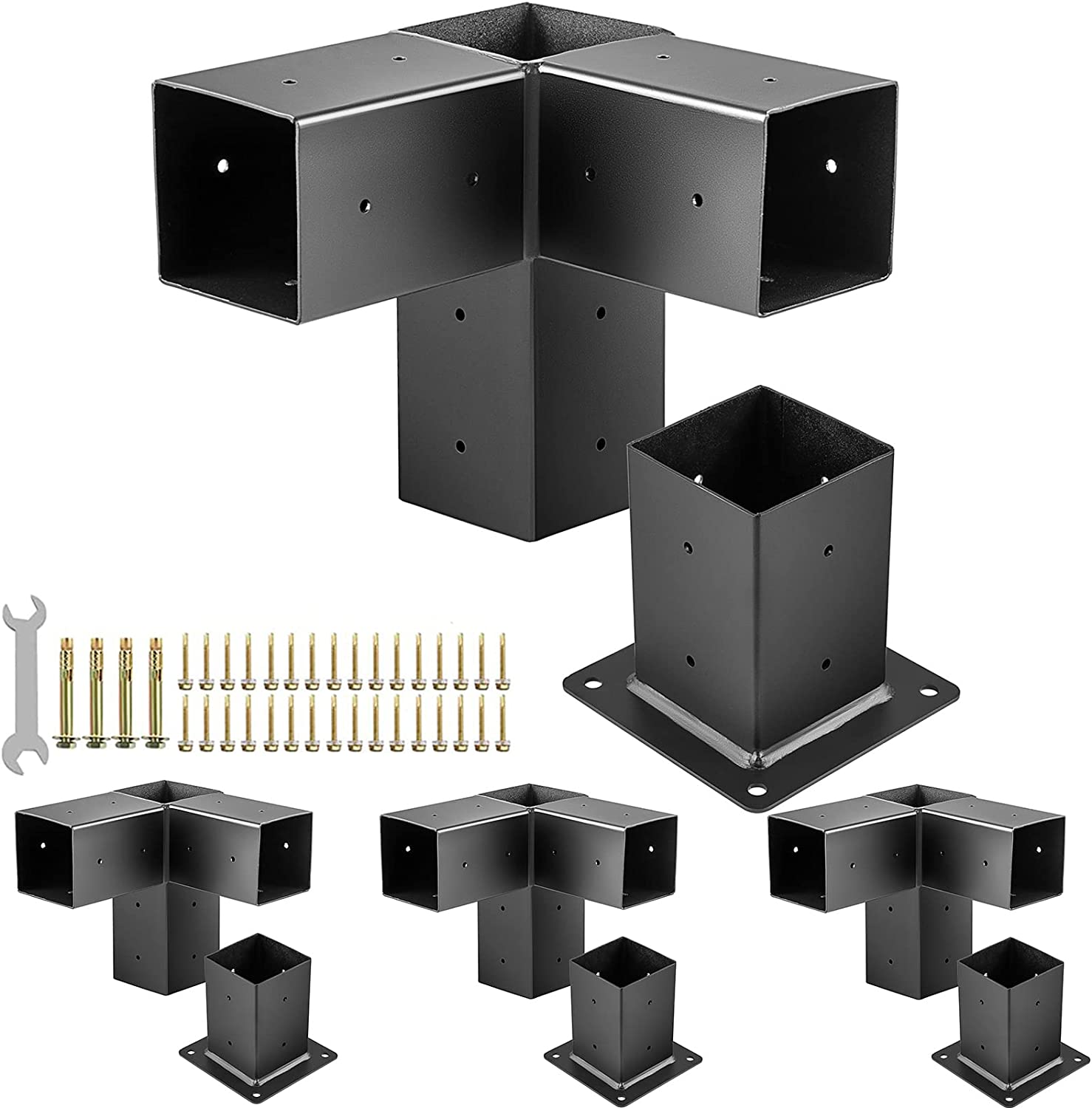 Standard 6x6 Pergola Kit Bracket 3-Way Right Angle Corner Bracket Customized Thickness
