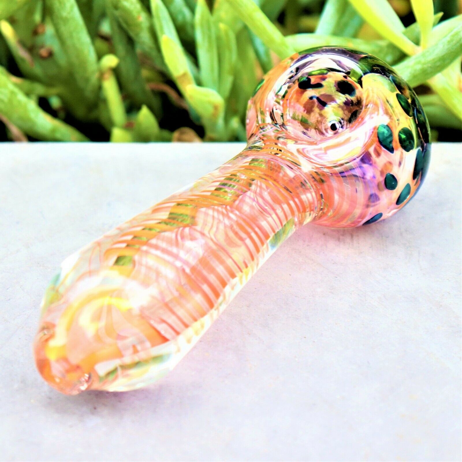 4.5" Hand Blown Glass Tobacco Pipes Blue Blizzard / Orange Yellow Wigs
