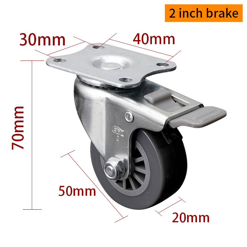 Grey Miniature Caster Wheels 2 Caster Wheels With Brakes 262P-73