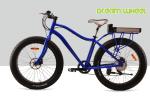 Blue Electric Fat Tire Beach Cruiser Bikes Shimano 6 Speed Snow Road