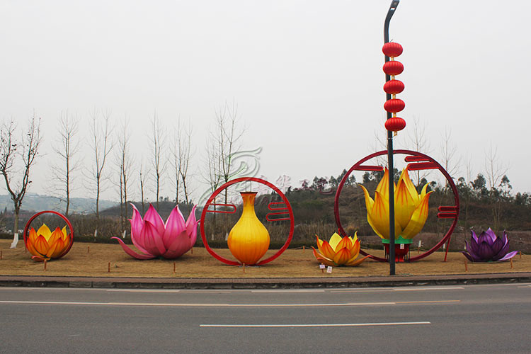 Traditional Festival Red Fabric Chinese Lanterns Outdoor Waterproof / Sunproof