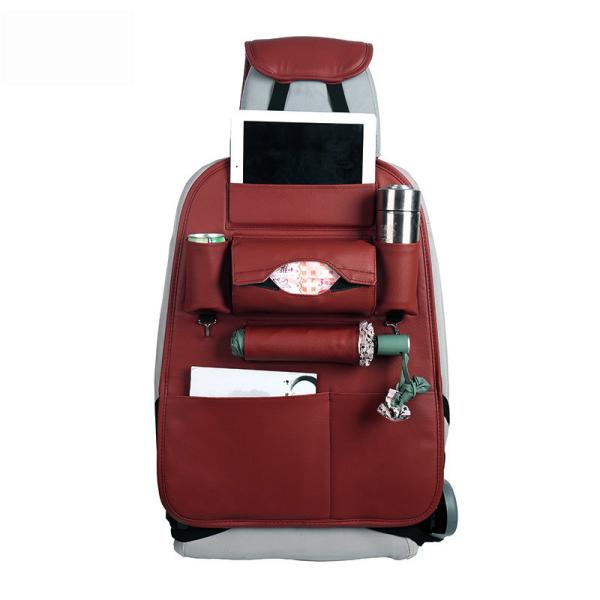 Durable Foldble Car Additional Accessories PU Leather Car Back Seat Organizer