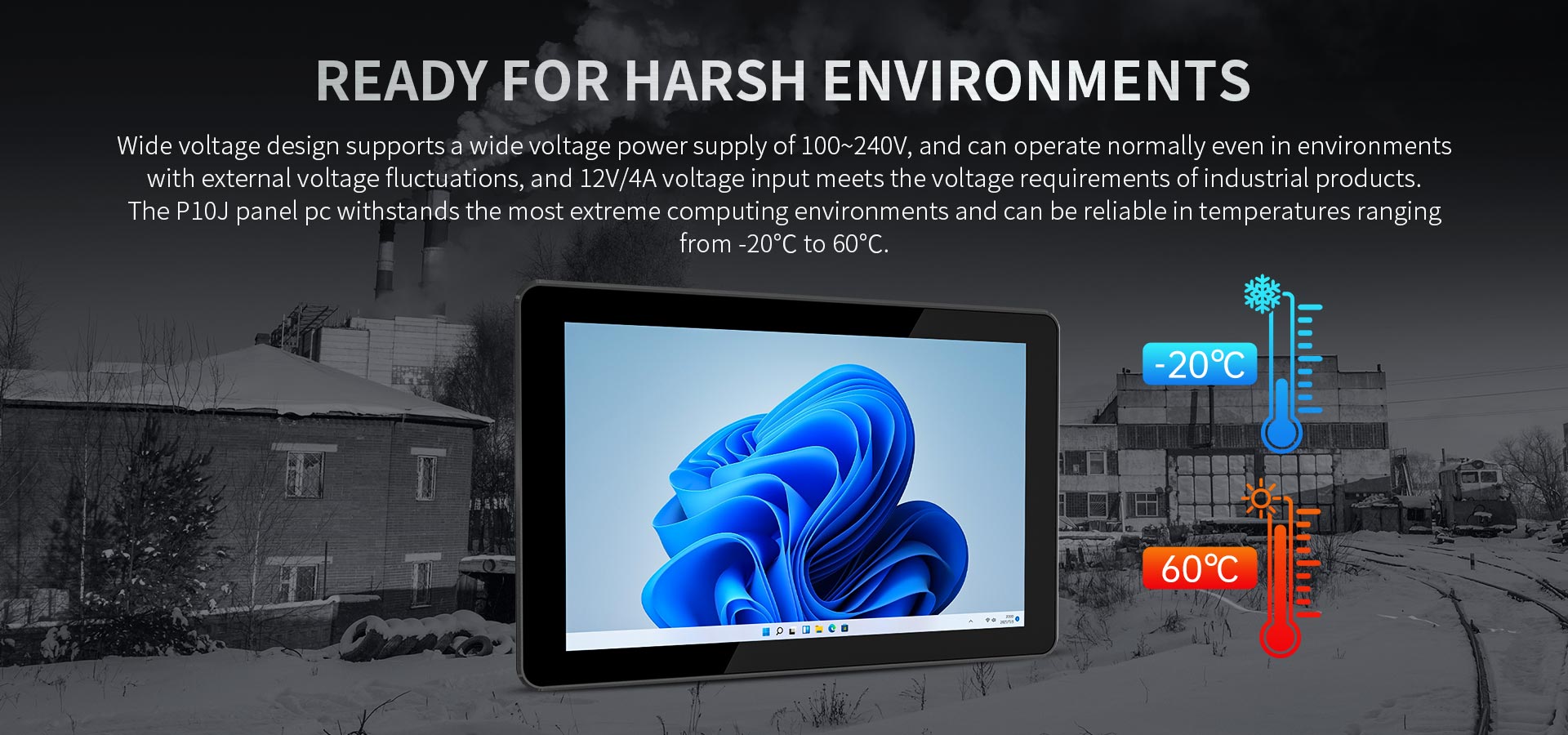 -20 °C to 60 °C ONERugged P10J 10 Inch Touch Screen Panel PC for Extreme Environments