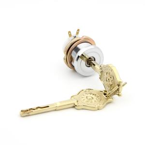 China On / Off High Security Cam Lock Key Switch Golden Color Plated Fashionable on sale