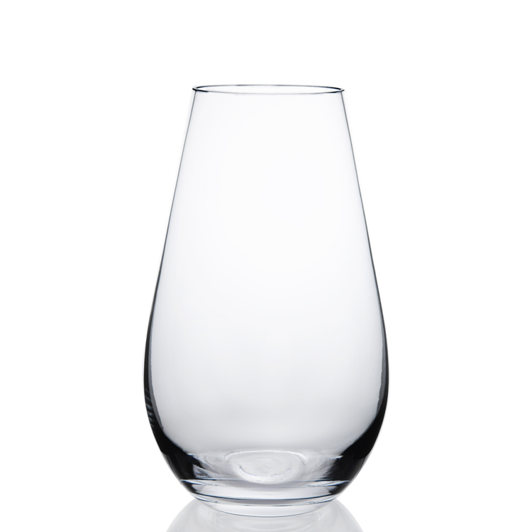 Indoor Decoration "Horizontal stripes" Embossed Amber Ion Plating Vase Colored Glass Vase