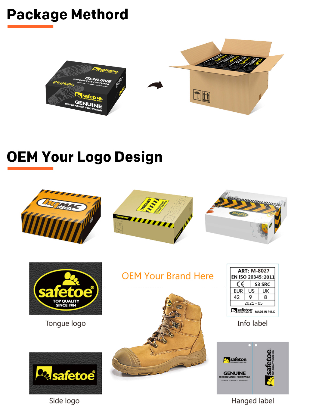 CE S3 Heavy Duty Safety Shoes Work Boots Waterproof Leather Work Boots Composite Plastic Toe