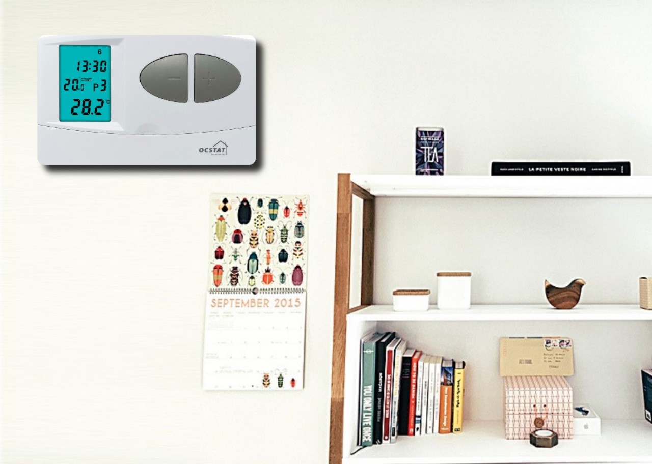 Water Heating Electronic Wired Room Thermostat With Push Button