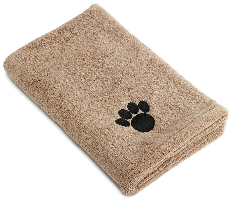 Gray Color Microfiber Pet Towel With Paw Embroider