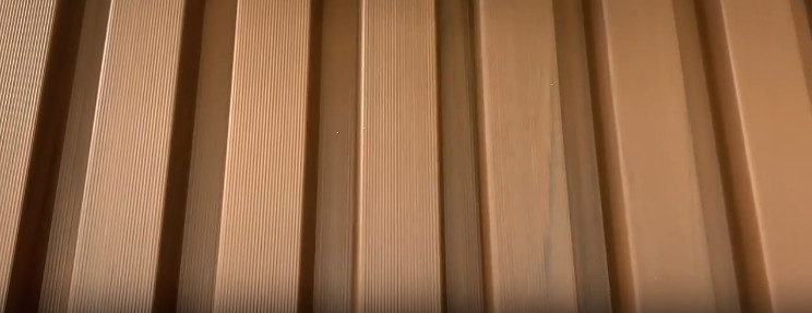 Brown 25x227mm WPC Cladding Wall Panel For Hotel Park Wood Plastic Composite Siding Grille Plank