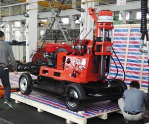 Construction Borehole Drilling Equipment , Hydraulic Drilling Rig Wheel Trailer
