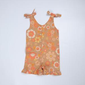 Quality 100% Linen Fabric New Born Rompers With Full Print For Baby Jumpsuit wholesale