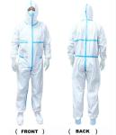 White Hooded Disposable Isolation Gown Lightweight Chemical Resistant