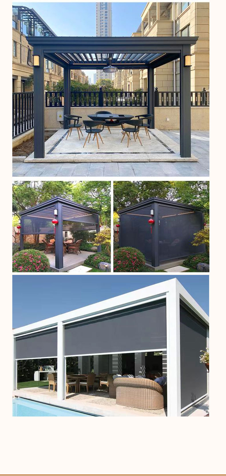 Courtyard Outdoor Flipped Louver Arbor Garden Villa High-Grade Awning Electric Aluminum Alloy Pavilion